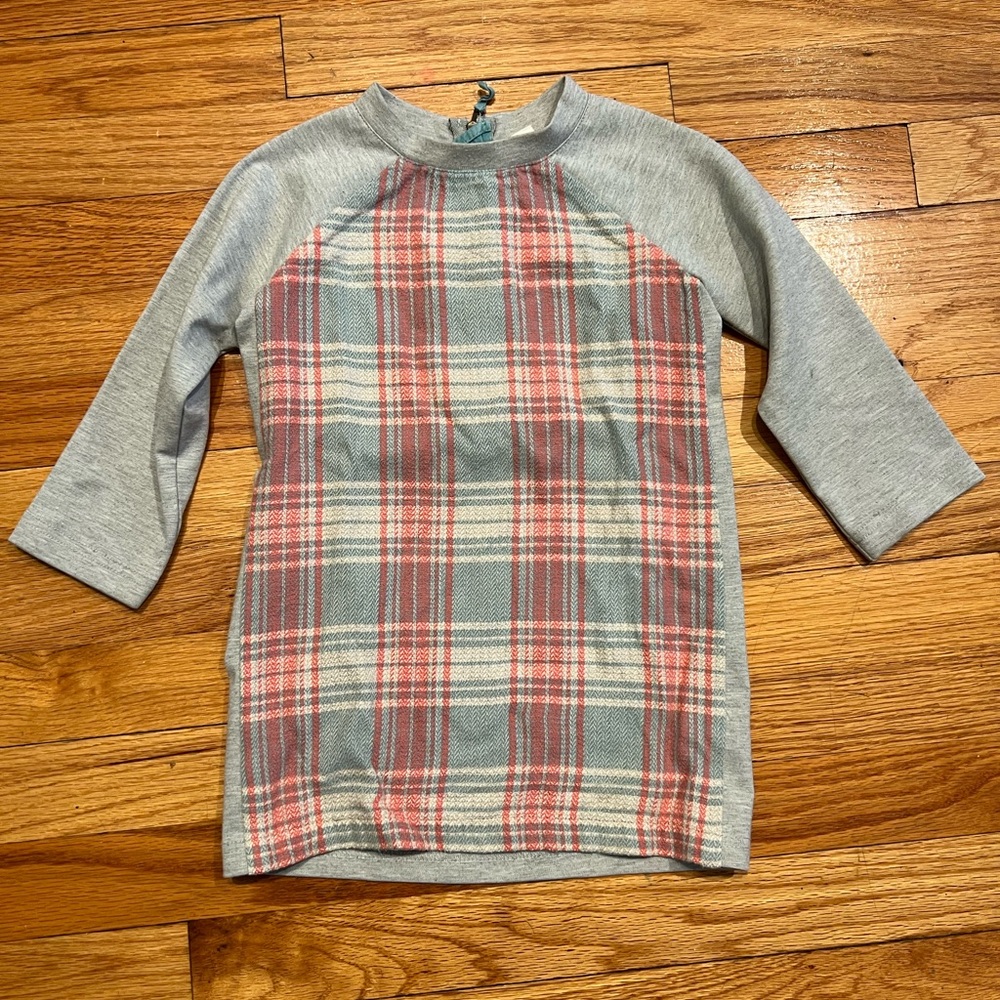 Egg by Susan Lazar Grey, Red, and Blue Plaid baseball Tee shirt Dress